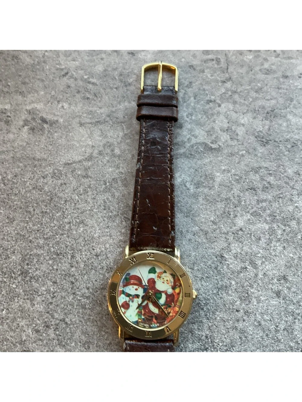 Vintage Milan Unisex Watch 32mm Gold Tone Case With Christmas Themed Dial B-H